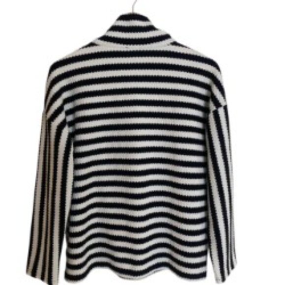 Talbots Navy & White Striped 1/2 Zip Pullover Large - Picture 3 of 4